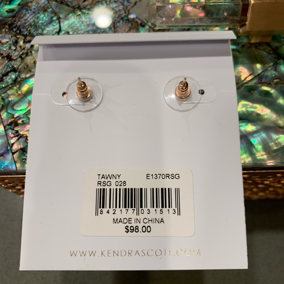 Kendra Scott Abalone Tawny RSG plated Earrings NWT - Picture 8 of 12